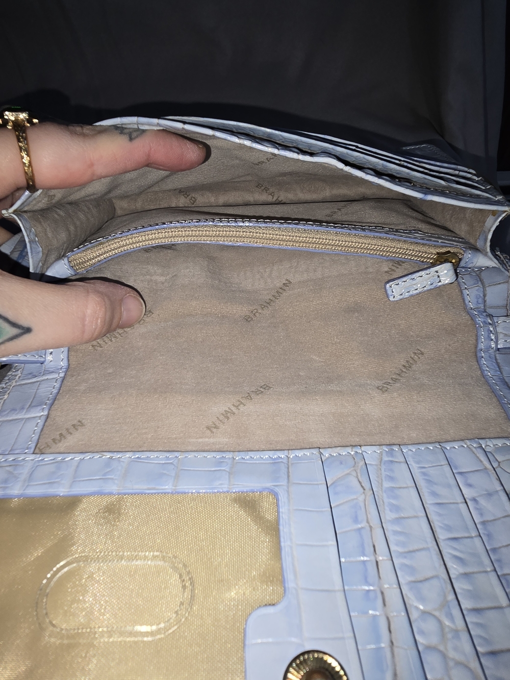 Brahmin Stylish Croc-Embossed Crossbody Bag in Light Blue - Picture 5 of 5